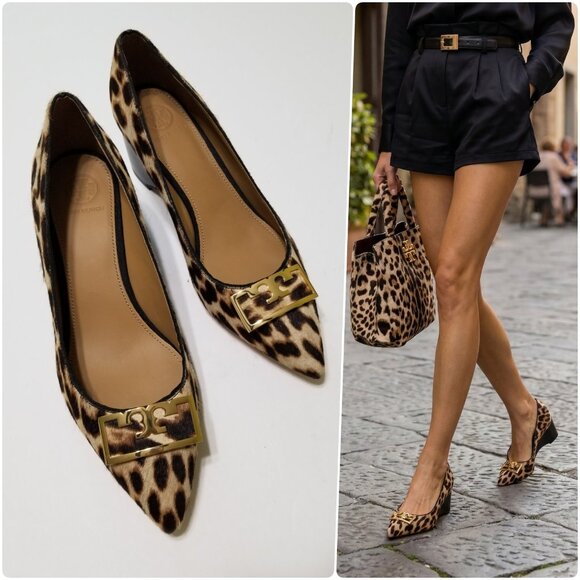 Tory Burch Shoes - NWOB Tory Burch Gigi Calf-Hair Leopard Wedge Pumps Size 9 $348